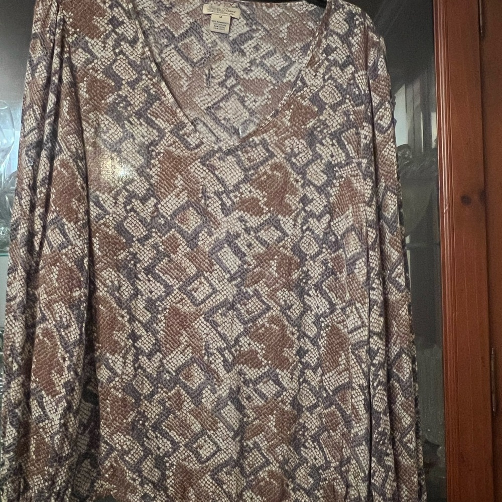 Lucky Brand Brown and Black Snake Print Blouse